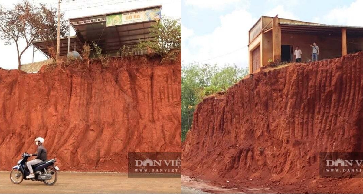 Diễn biến mới vụ hạ cốt nền đường ở Đồng Nai khiến 8 nh&agrave; d&acirc;n &lsquo;cheo leo&rsquo; v&aacute;ch đất v&ocirc; c&ugrave;ng nguy hiểm