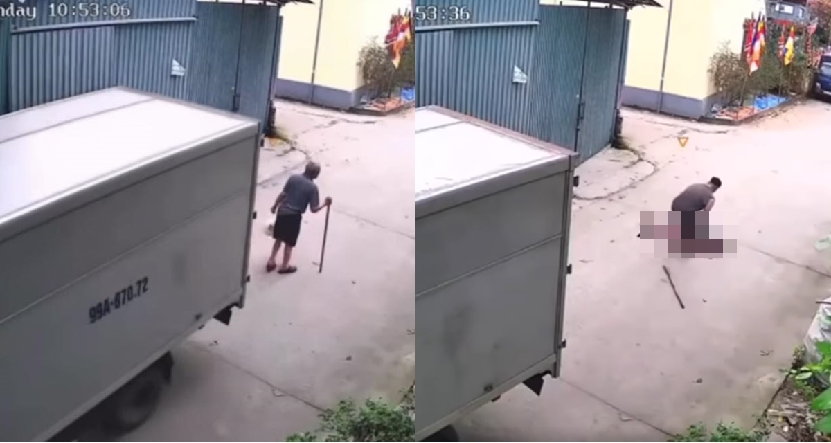 Xe tải l&ugrave;i bất cẩn cuốn cụ &ocirc;ng đang đi bộ v&agrave;o gầm, camera ghi lại h&agrave;nh động g&acirc;y tranh c&atilde;i của t&agrave;i xế