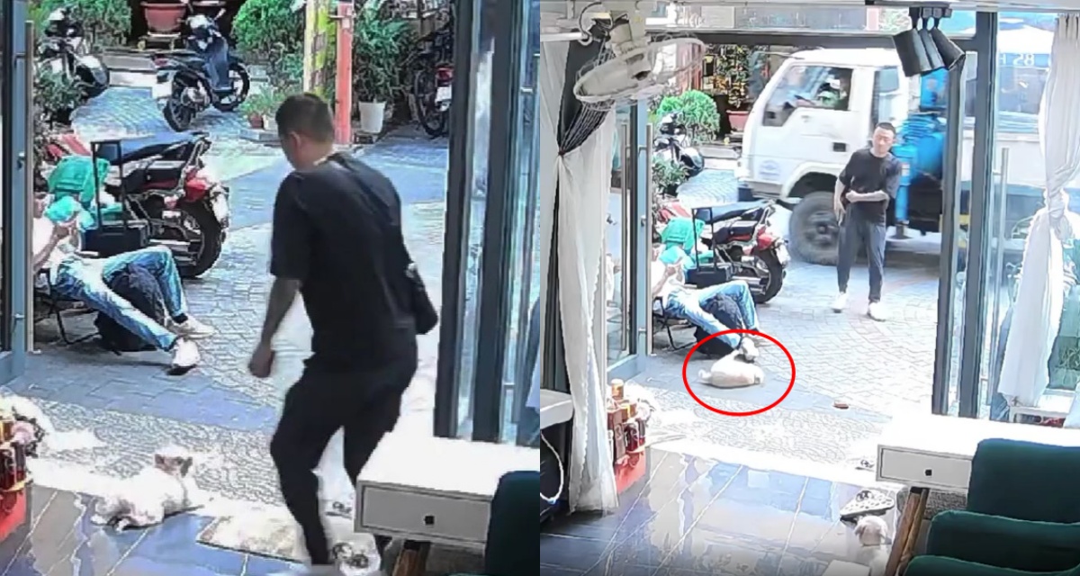 Danh t&iacute;nh người đ&agrave;n &ocirc;ng đ&aacute; ch&oacute; cảnh trước cửa tiệm spa ở Đ&agrave; Nẵng, camera ghi lại to&agrave;n bộ diễn biến sự việc