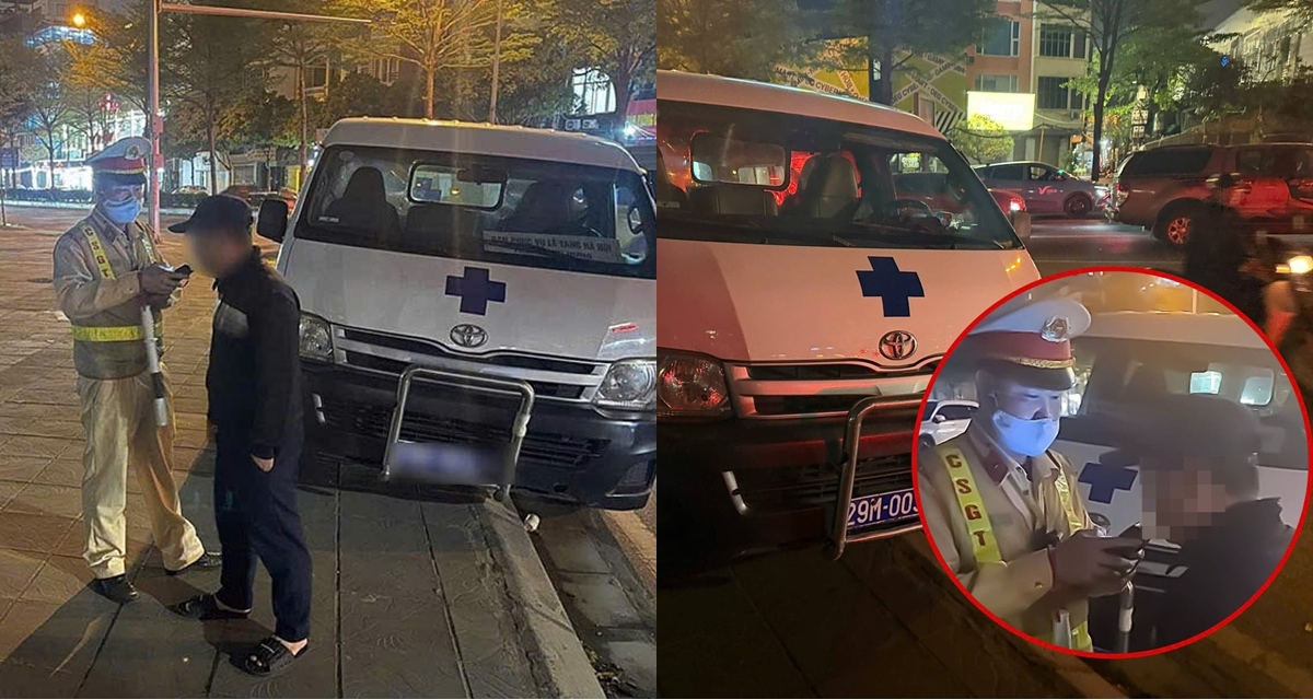 L&aacute;i xe biển xanh của nh&agrave; tang lễ bị ph&aacute;t hiện vi phạm nồng độ cồn, c&ocirc;ng an ni&ecirc;m phong phương tiện