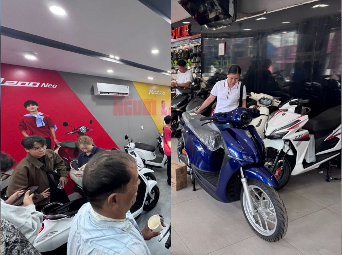 Gi&aacute; xăng tăng mạnh, một đại l&yacute; xe điện ở TPHCM xuất hiện cảnh tượng lạ