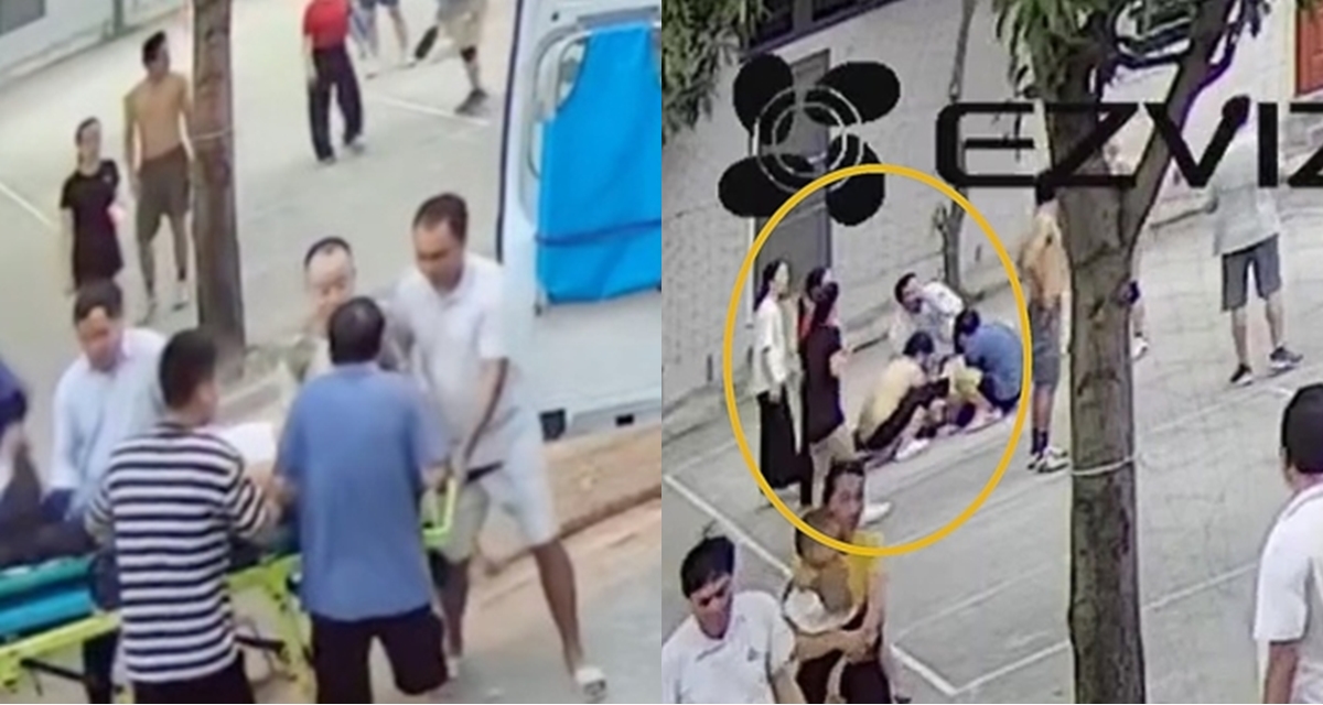 B&aacute;c sĩ bế con đi dạo th&igrave; gặp người đột quỵ, camera ghi lại gi&acirc;y ph&uacute;t &lsquo;h&oacute;a người h&ugrave;ng&rsquo; g&acirc;y x&uacute;c động