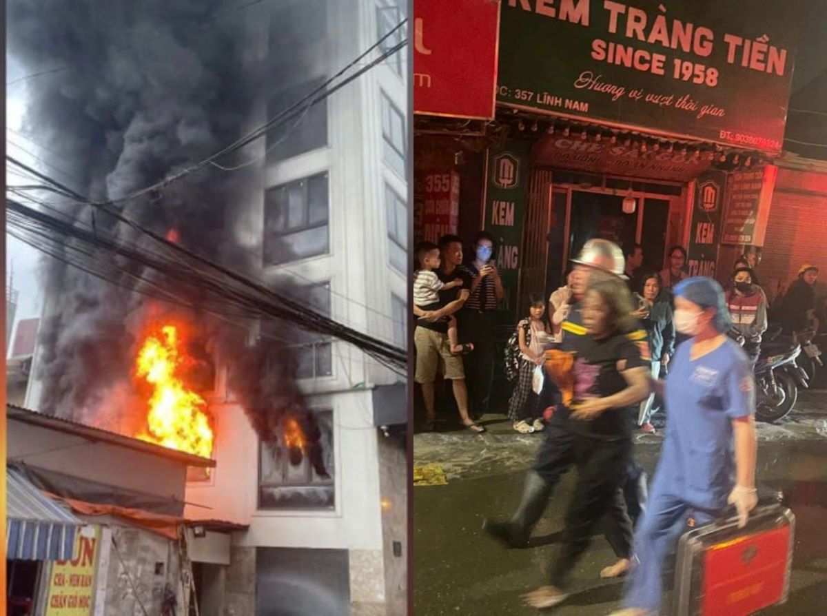 Hiện trường ch&aacute;y nh&agrave; 7 tầng H&agrave; Nội, h&eacute; lộ khoảnh khắc liều m&igrave;nh ph&aacute; m&aacute;i nh&agrave; cứu 7 người mắc kẹt