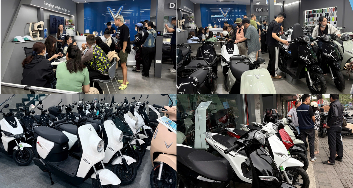 Người H&agrave; Nội đổ x&ocirc; mua xe m&aacute;y điện, nhiều cửa h&agrave;ng qu&aacute; tải