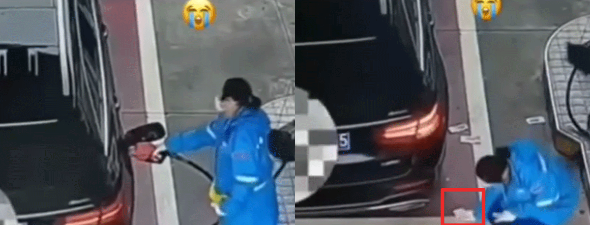 Clip nữ nh&acirc;n vi&ecirc;n trạm xăng bật kh&oacute;c sau khi nhặt tiền chủ xe Mercedes n&eacute;m xuống đất, c&aacute;i kết cho t&agrave;i xế