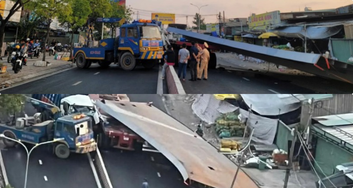 Hiện trường vụ tai nạn giữa xe r&aacute;c v&agrave; xe tải tại TP.HCM: Tấm th&eacute;p 10 tấn rơi tự do, 1 t&agrave;i xế tử vong