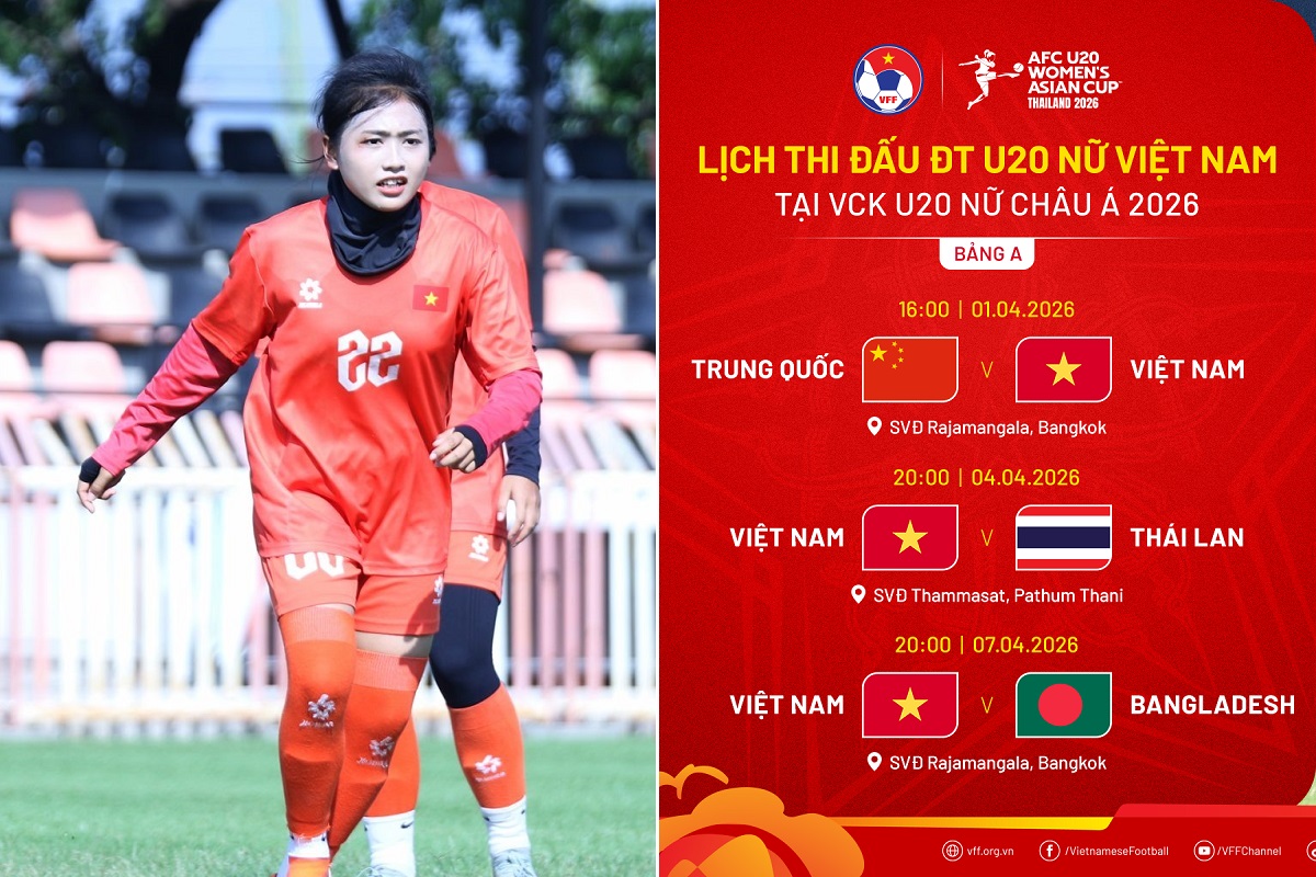 Lịch thi đấu của U20 nữ Việt Nam tại VCK U20 nữ ch&acirc;u &Aacute; 2026, gặp Trung Quốc v&agrave; Th&aacute;i Lan ng&agrave;y n&agrave;o?
