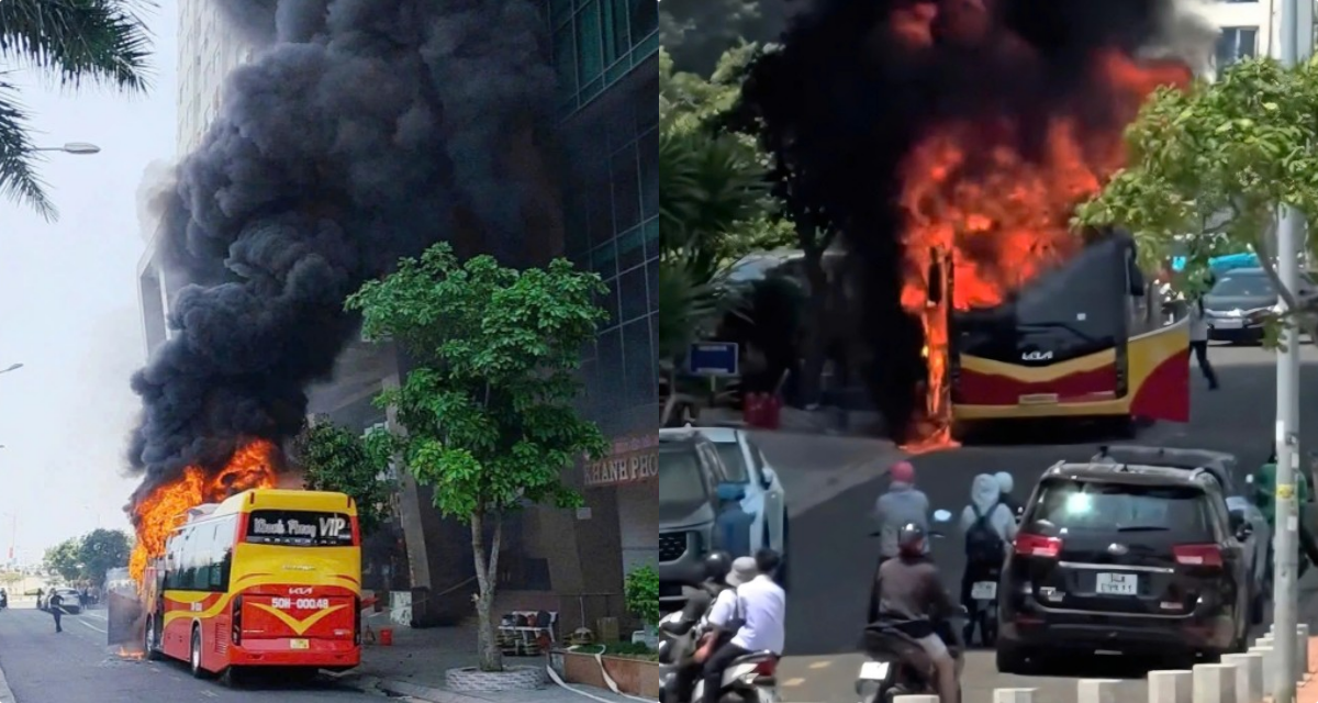 Ch&aacute;y xe kh&aacute;ch s&aacute;t kh&aacute;ch sạn ven biển TP Nha Trang: Nghi c&oacute; tiếng nổ trước khi lửa b&ugrave;ng l&ecirc;n