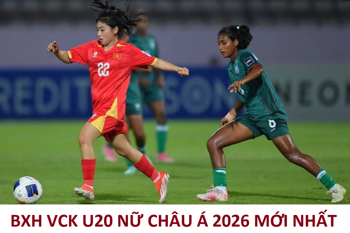 Bảng xếp hạng VCK U20 nữ ch&acirc;u &Aacute; 2026 mới nhất 7/4: U20 Việt Nam n&iacute;n thở chờ ph&eacute;p m&agrave;u