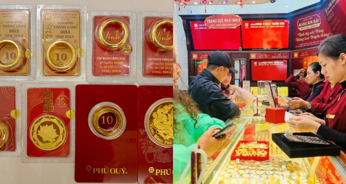 Gi&aacute; v&agrave;ng h&ocirc;m nay (trưa 8/4): V&agrave;ng SJC, PNJ, DOJI, Bảo T&iacute;n Minh Ch&acirc;u đồng loạt tăng, ch&ecirc;nh lệch thế giới 22 triệu/lượng 