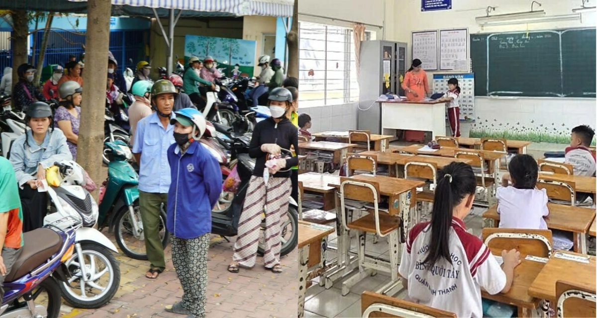 Phụ huynh chật vật xoay xở đưa đ&oacute;n con sau khi trường tạm dừng b&aacute;n tr&uacute; v&igrave; 148 học sinh nghi ngộ độc