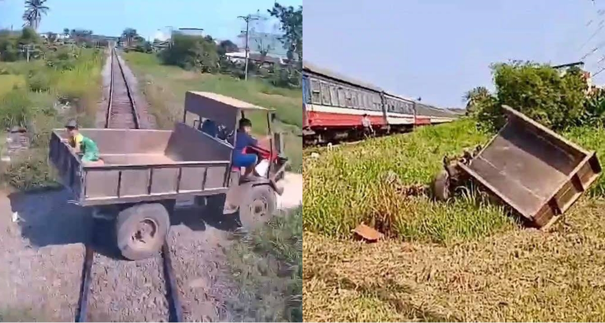 3 &ocirc;ng ch&aacute;u thương vong sau khi vượt đường sắt bằng c&ocirc;ng n&ocirc;ng, camera ghi lại cảnh xe văng chục m&eacute;t