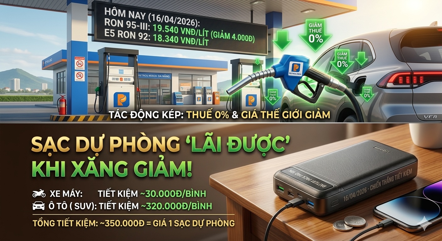 Gi&aacute; xăng dầu 16/4 dự kiến sẽ giảm s&acirc;u chưa từng c&oacute;: Chốt l&atilde;i ngay cho bạn một củ sạc dự ph&ograve;ng xịn?