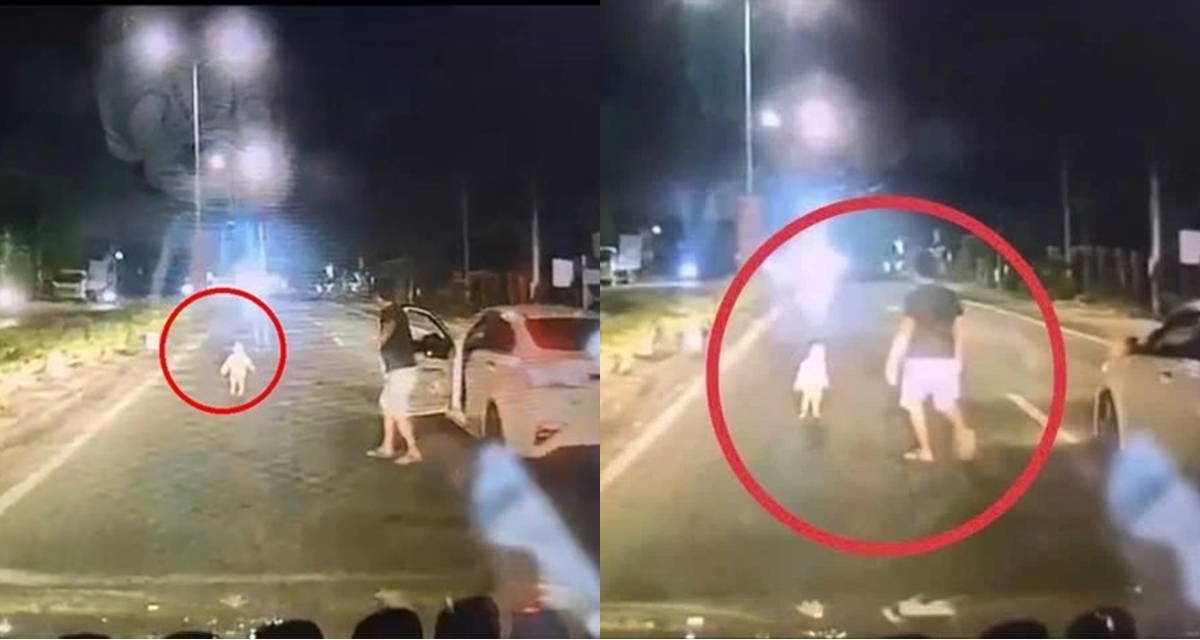 TP.HCM: Danh t&iacute;nh t&agrave;i xế chặn xe khẩn cấp, chạy đến cứu b&eacute; g&aacute;i chập chững băng qua đường giữa đ&ecirc;m