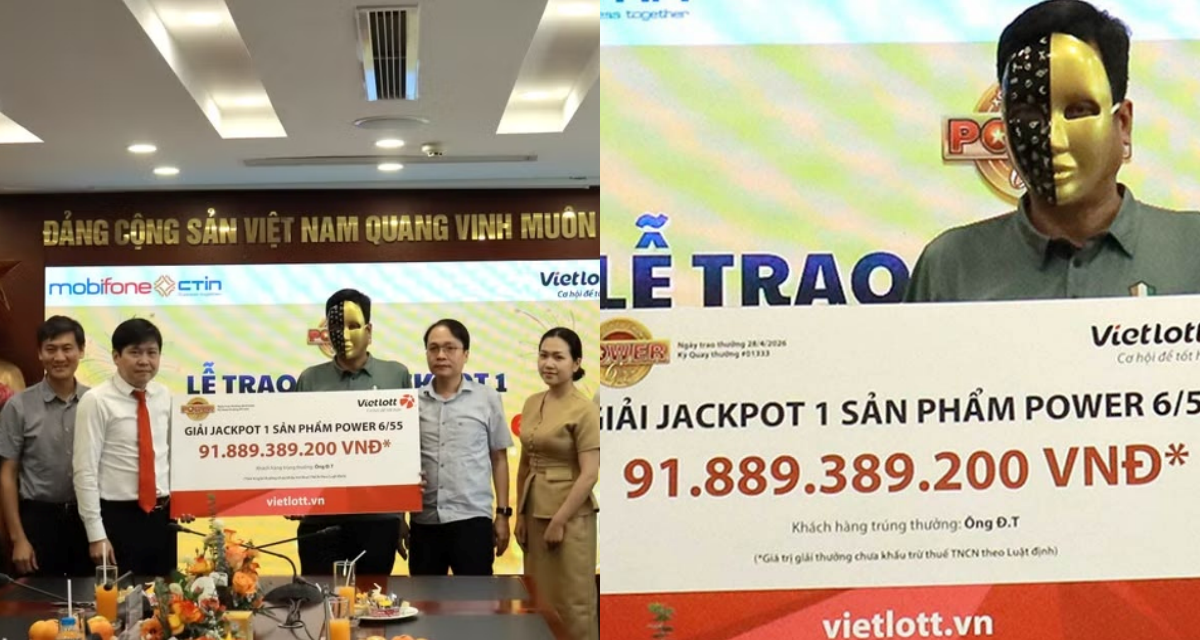 Doanh nh&acirc;n Ninh B&igrave;nh tr&uacute;ng Vietlott gần 92 tỷ nhờ bộ số phong thủy, đ&oacute;ng thuế số tiền cực khủng