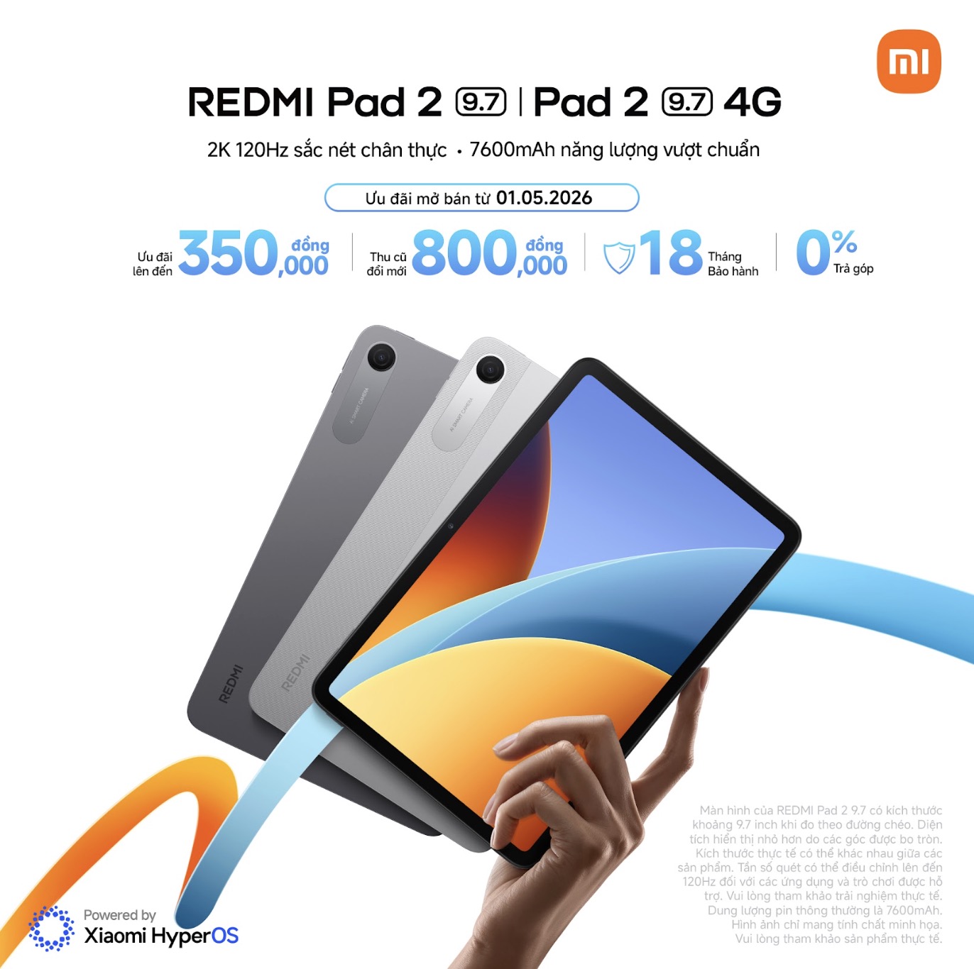 Xiaomi tung REDMI Pad 2: m&agrave;n 2K, pin khủng 7600mAh, gi&aacute; hời chỉ 4,9 triệu, nhiều đối thủ ngao ng&aacute;n