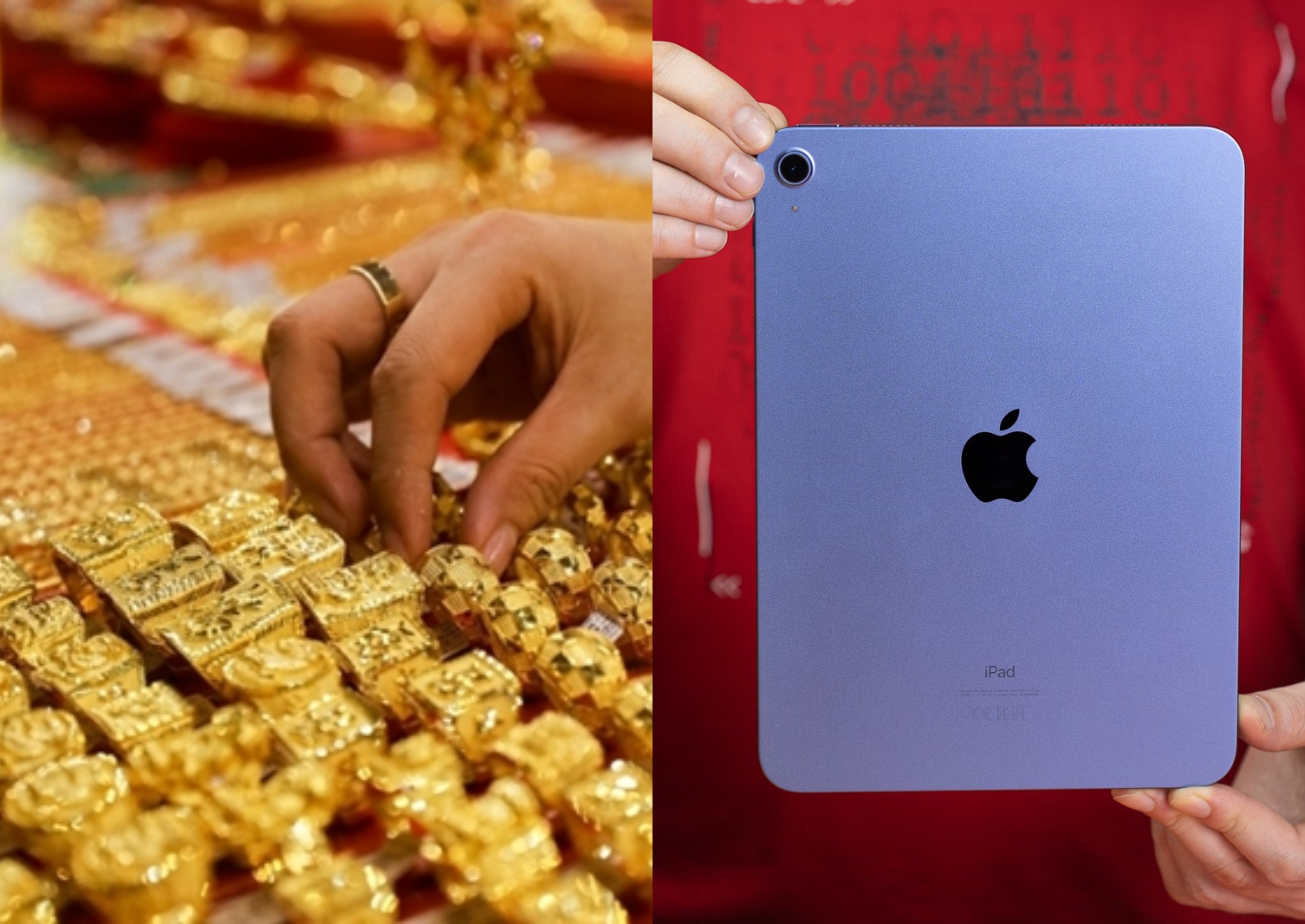 Gi&aacute; v&agrave;ng h&ocirc;m nay chiều 11/5: V&agrave;ng miếng, nhẫn giảm gần 2 triệu, iPad Gen 10 giảm gần 4 triệu