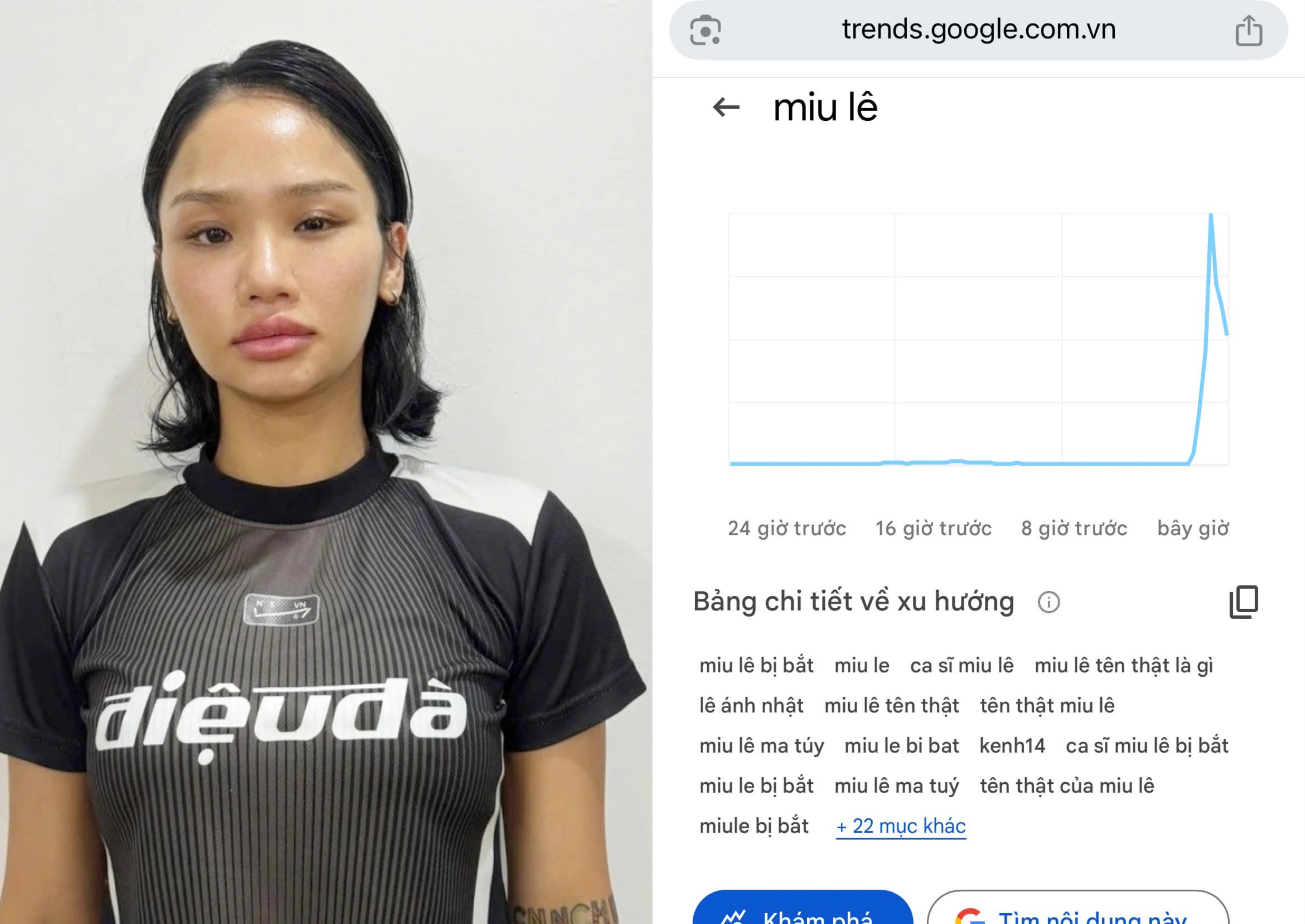 Miu L&ecirc; l&ecirc;n top t&igrave;m kiếm, hơn 100.000 lượt t&igrave;m trong một giờ, chuyện g&igrave; đang xảy ra?