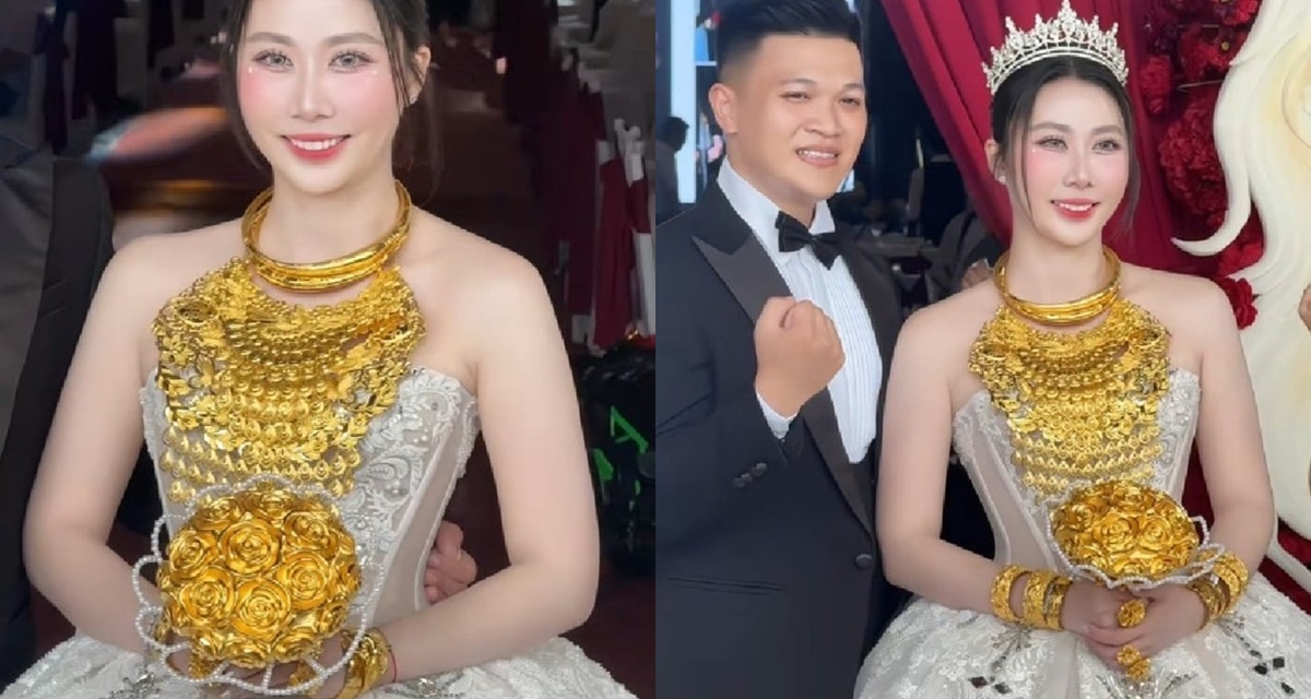 Th&acirc;n thế c&ocirc; d&acirc;u Vĩnh Long cầm hoa cưới 10 c&acirc;y v&agrave;ng đang khiến cộng đồng mạng ph&aacute;t sốt