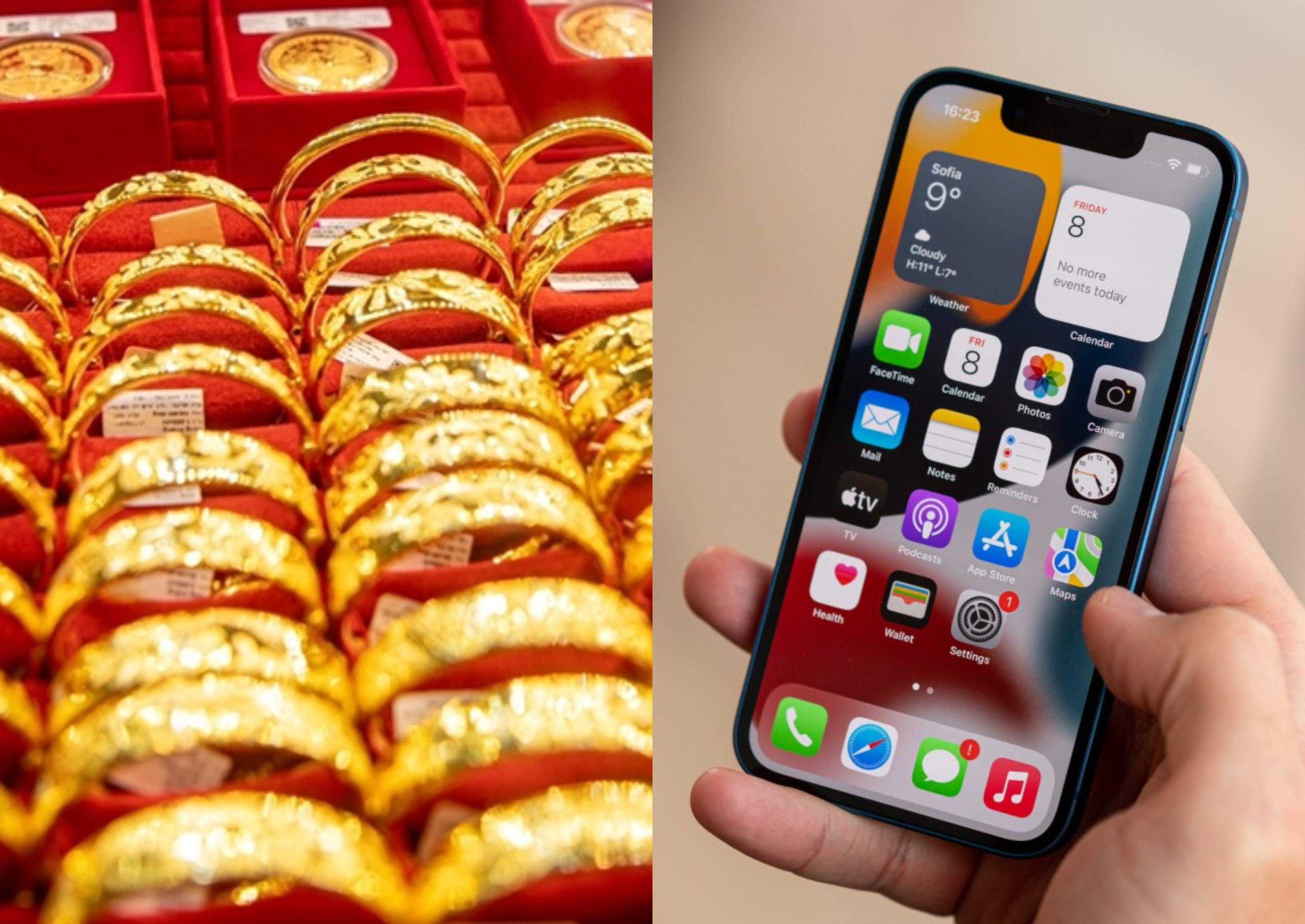 Gi&aacute; v&agrave;ng h&ocirc;m nay chiều 19/5: V&agrave;ng miếng SJC ổn định ở mức thấp, v&agrave;ng nhẫn rẻ, iPhone 13 Mini rẻ như cho