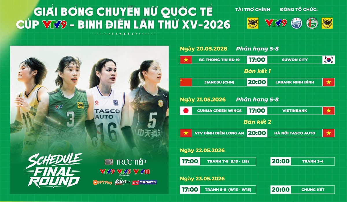Xem trực tiếp b&oacute;ng chuyền C&uacute;p VTV9 - B&igrave;nh Điền 2026 ở đ&acirc;u, k&ecirc;nh n&agrave;o? Link trực tiếp b&oacute;ng chuyền nữ