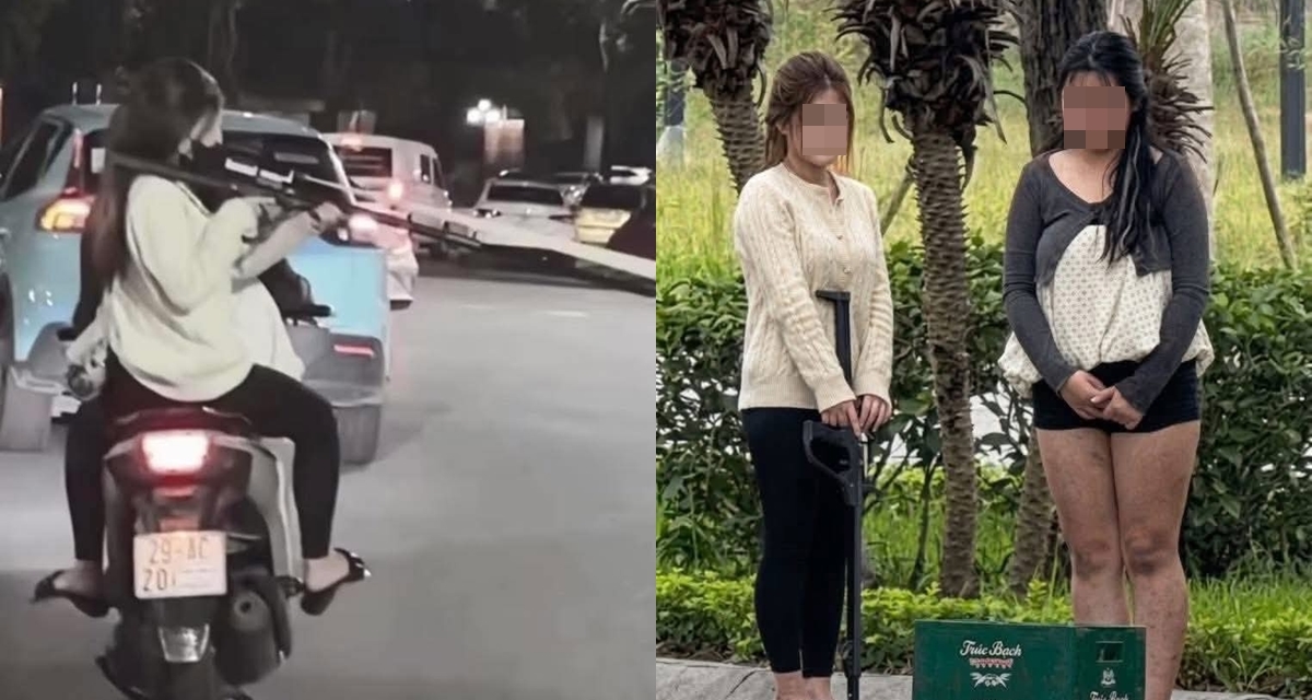 C&ocirc;ng an th&ocirc;ng tin vụ 2 nữ qu&aacute;i xế d&ugrave;ng n&aacute; cao su chĩa v&agrave;o người đi đường, ph&aacute;t hiện mang theo g&igrave;?