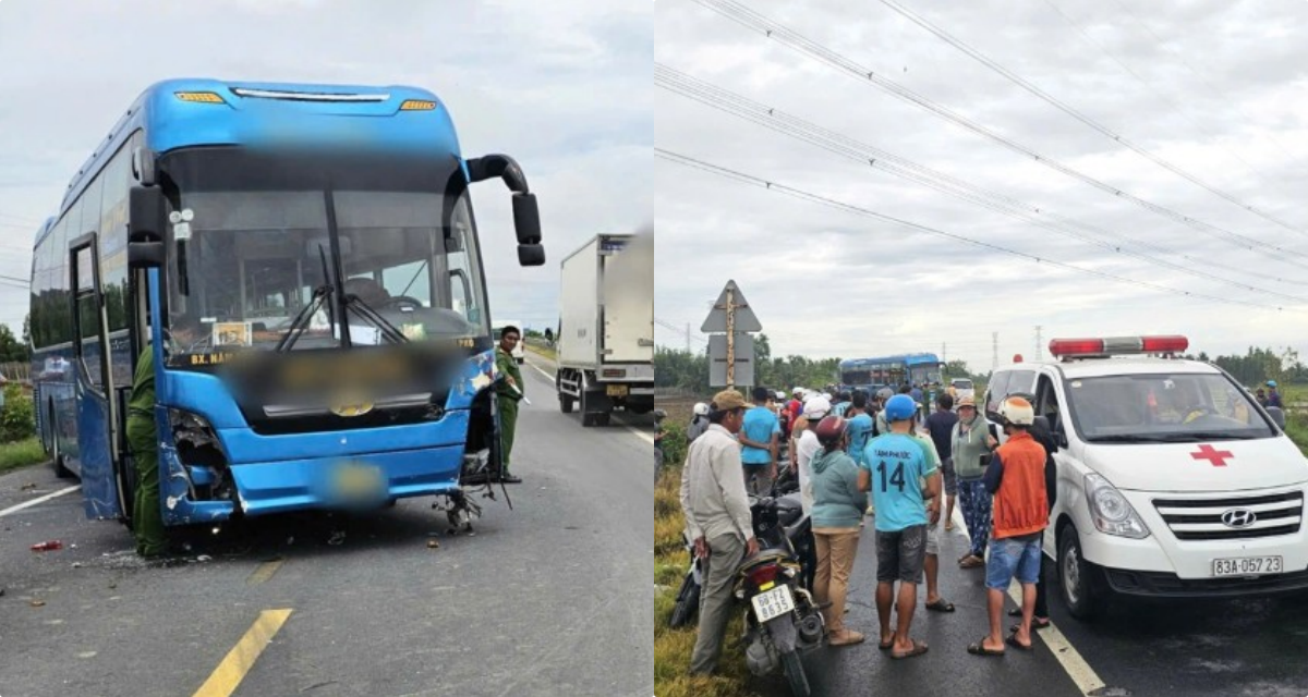 Xe kh&aacute;ch t&ocirc;ng li&ecirc;n ho&agrave;n 3 xe m&aacute;y, 2 người tử vong: Hiện trường ngổn ngang, nhiều người hoảng loạn
