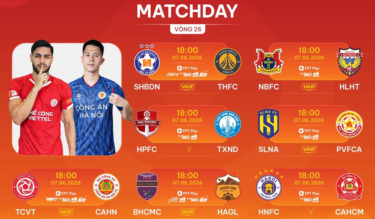 Lịch thi đấu b&oacute;ng đ&aacute; Việt Nam h&ocirc;m nay 7/6: X&aacute;c định đội xuống hạng V.League; U19 Việt Nam đấu Indonesia