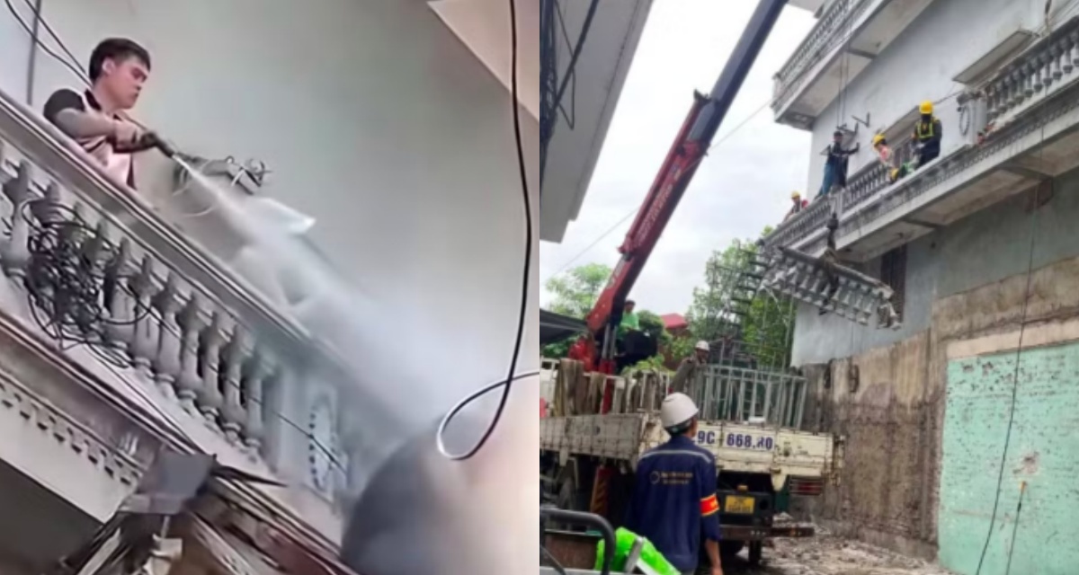 Diễn biến mới vụ xịt nước v&agrave;o thợ x&acirc;y ở H&agrave; Nội: Bắt đầu th&aacute;o dỡ nhiều hạng mục, bị xử l&yacute; ra sao? 