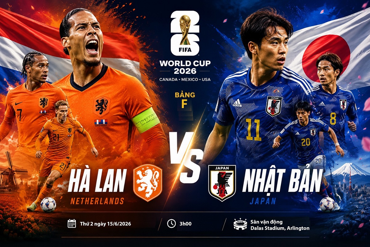 VTV trực tiếp b&oacute;ng đ&aacute; World Cup 2026 h&ocirc;m nay 15/6 - Link xem trực tiếp H&agrave; Lan vs Nhật Bản