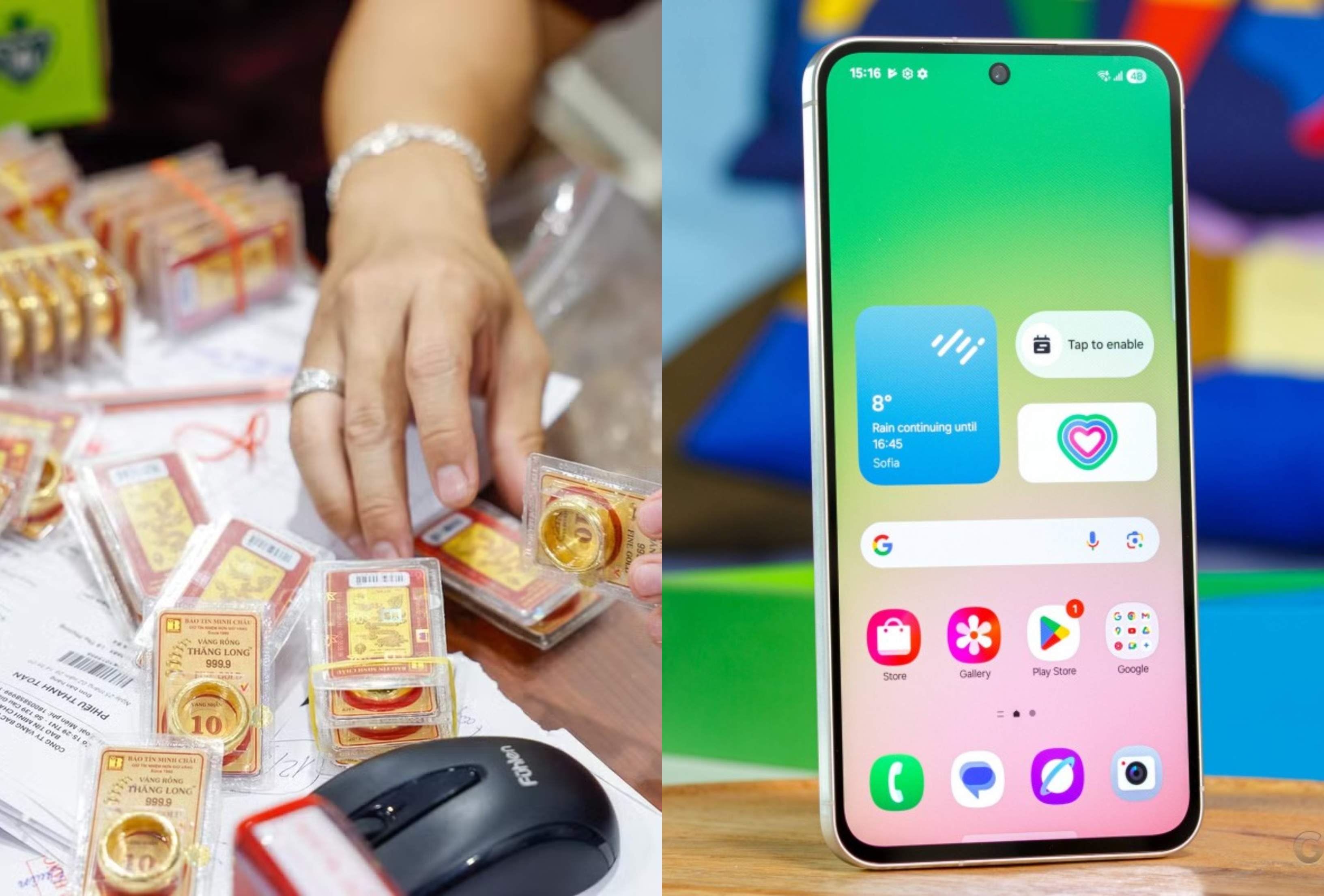 Cập nhật gi&aacute; v&agrave;ng h&ocirc;m nay trưa 15/6: Tiếp đ&agrave; tăng mạnh v&agrave;ng miếng vượt 150 triệu đồng, Galaxy A56 rẻ