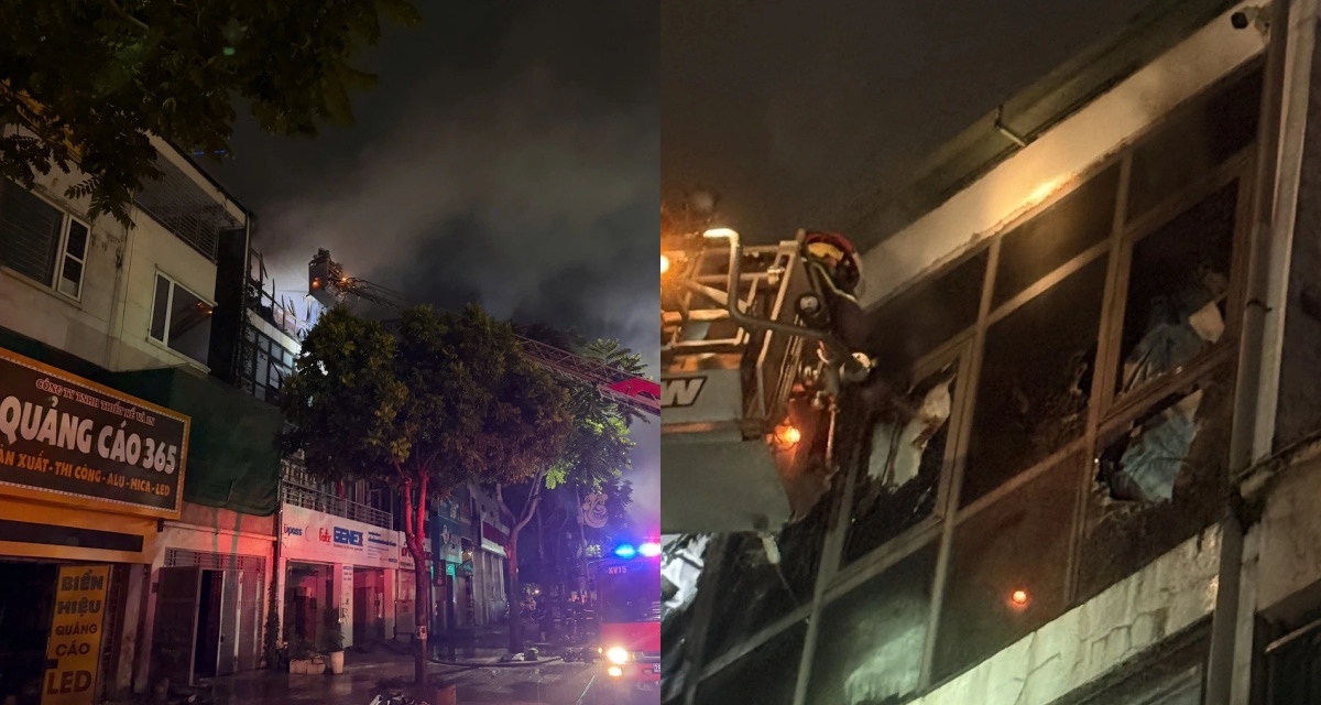 Hiện trường vụ ch&aacute;y biệt thự liền kề khu đ&ocirc; thị Văn Ph&uacute; ở H&agrave; Nội, l&agrave;m r&otilde; nguy&ecirc;n nh&acirc;n? 