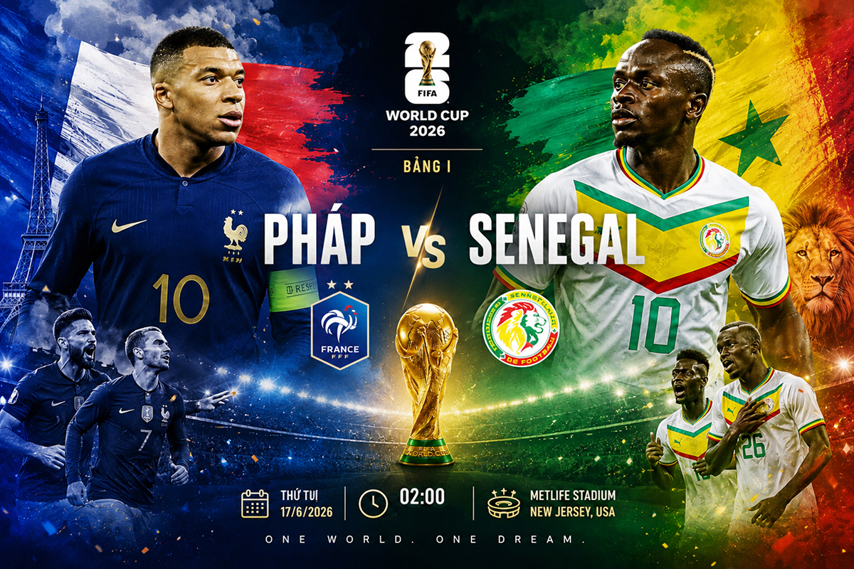 Trực tiếp b&oacute;ng đ&aacute; Ph&aacute;p vs Senegal, 2h ng&agrave;y 17/6 - Link xem trực tiếp World Cup 2026 tr&ecirc;n VTV3 FULLHD