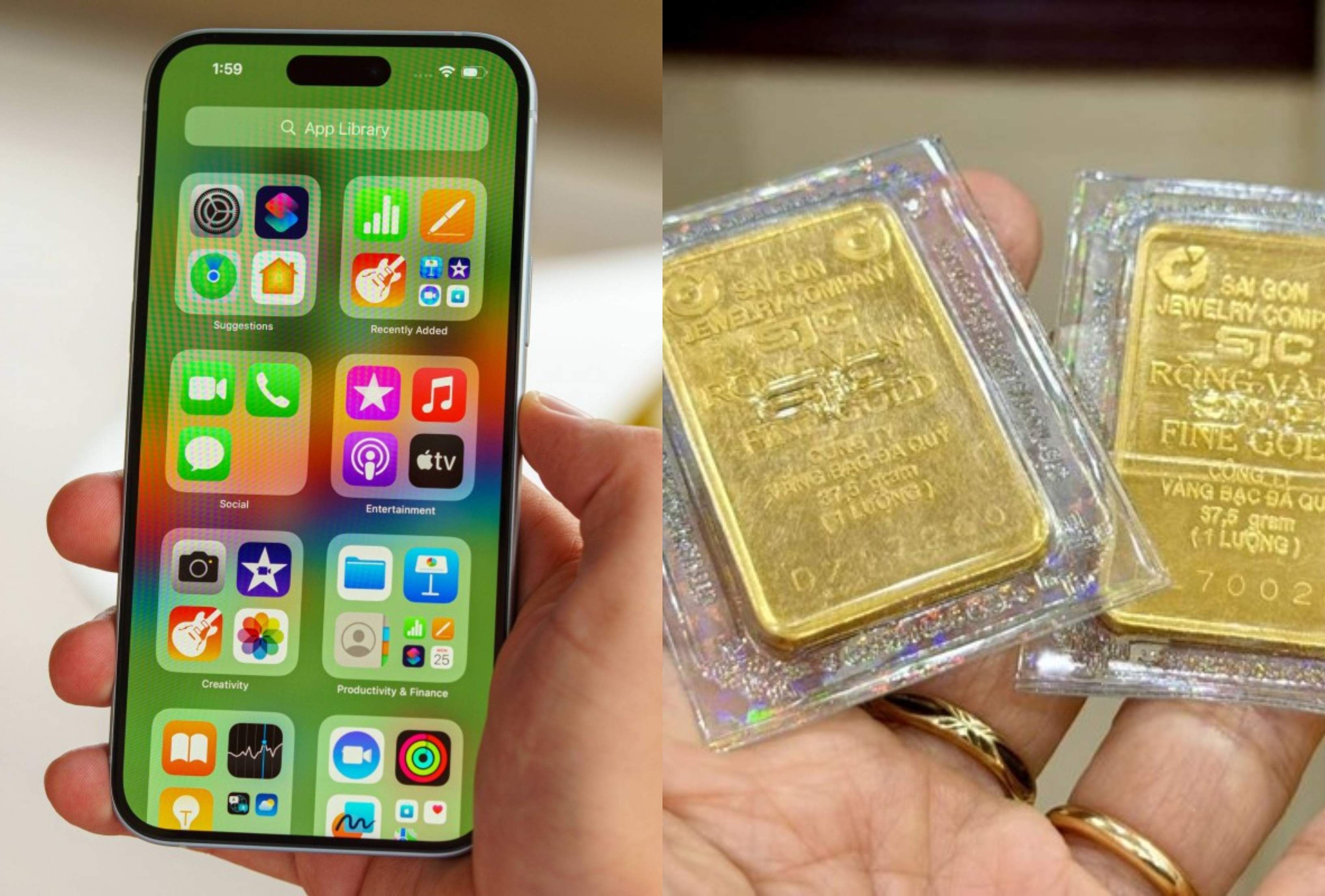 Gi&aacute; v&agrave;ng h&ocirc;m nay chiều 18/6: V&agrave;ng nhẫn, v&agrave;ng miếng vẫn đi ngang, iPhone 15 Plus rẻ kỷ lục