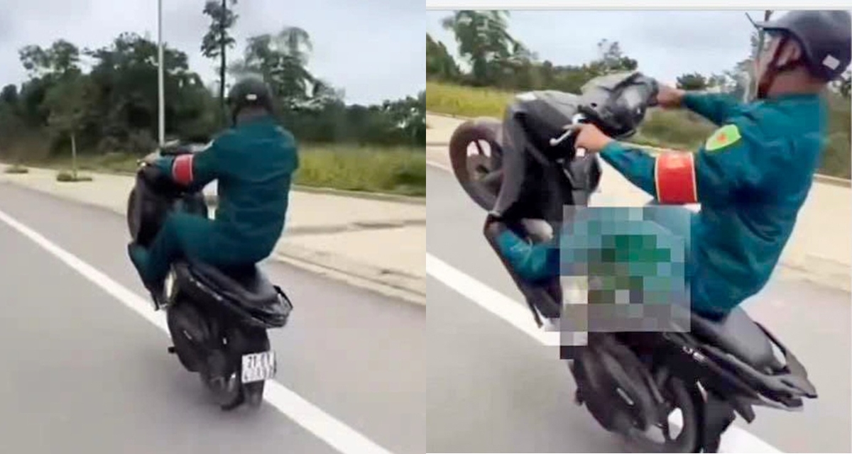 Th&ocirc;ng tin bất ngờ về thanh ni&ecirc;n mặc trang phục d&acirc;n qu&acirc;n tự vệ, bốc đầu xe m&aacute;y, ch&iacute;nh thức nhận kết đắng