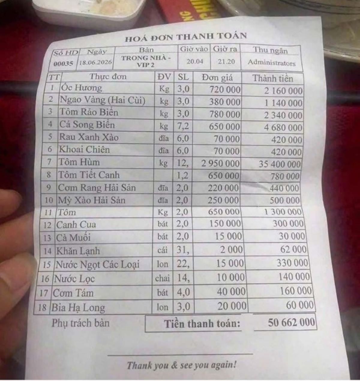 Thực hư h&oacute;a đơn ăn uống hơn 50 triệu tại B&atilde;i Ch&aacute;y: Chủ nh&agrave; h&agrave;ng v&agrave; ch&iacute;nh quyền n&oacute;i g&igrave;?