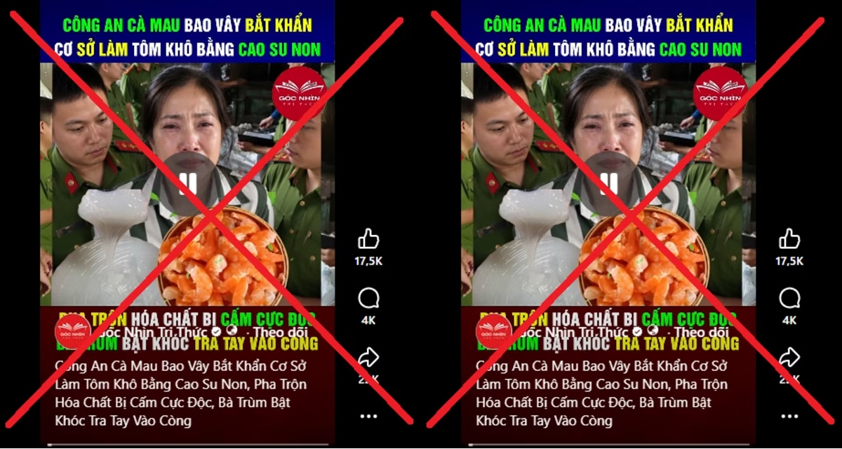 Sự thật th&ocirc;ng tin ph&aacute;t hiện &lsquo;t&ocirc;m kh&ocirc; l&agrave;m từ cao su non&rsquo; ở C&agrave; Mau, c&ocirc;ng an v&agrave;o cuộc