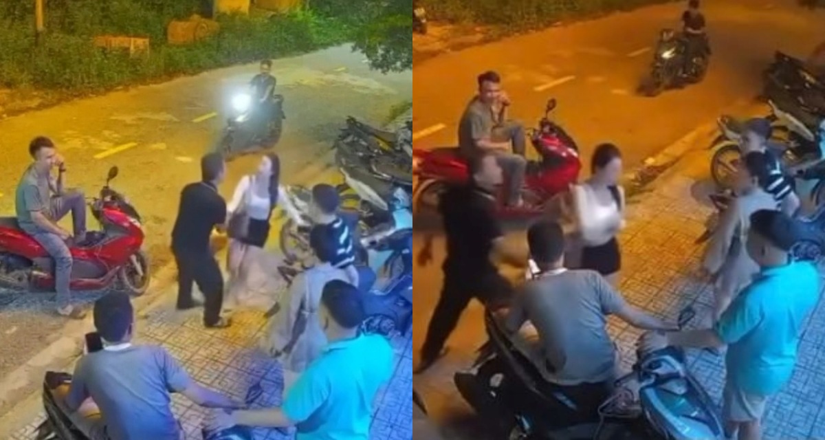 Ninh B&igrave;nh: Tr&iacute;ch xuất camera vụ người đ&agrave;n &ocirc;ng t&aacute;t c&ocirc; g&aacute;i trước cửa qu&aacute;n h&aacute;t, đ&aacute;nh thanh ni&ecirc;n đi c&ugrave;ng