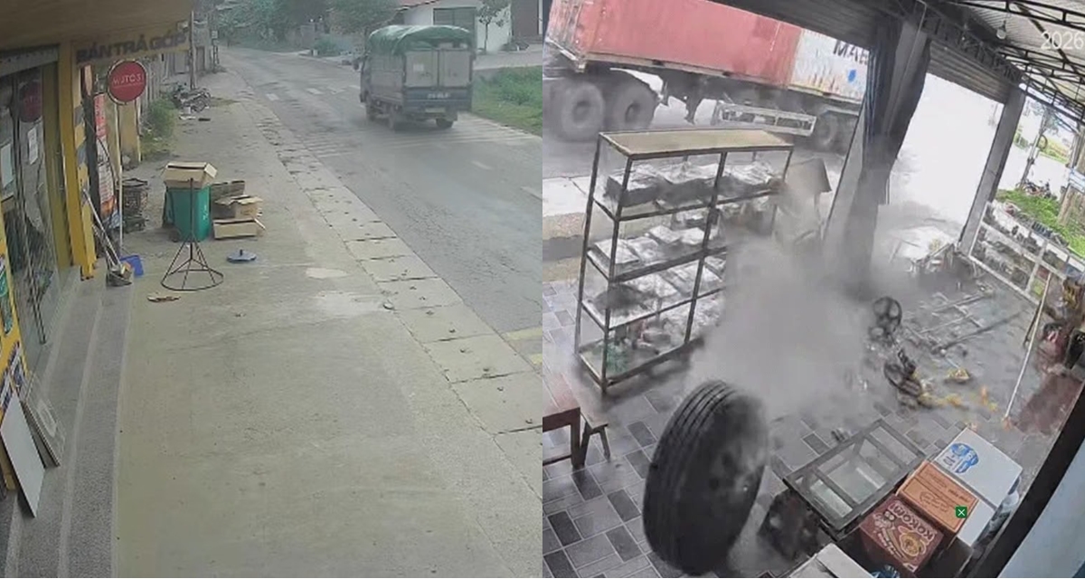 Ph&uacute; Thọ: Lốp container rơi khỏi xe, lăn v&agrave;o nh&agrave; d&acirc;n cạnh đường, chủ nh&agrave; kể lại cảnh tượng kh&oacute; qu&ecirc;n