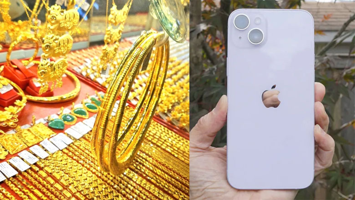 Gi&aacute; v&agrave;ng h&ocirc;m nay trưa 2/7: V&agrave;ng miếng SJC lội ngược d&ograve;ng tăng mạnh 2 triệu, iPhone 14 Plus rẻ b&egrave;o