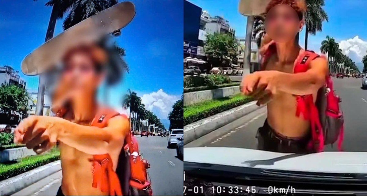 Thanh ni&ecirc;n trượt v&aacute;n ở l&agrave;n &ocirc; t&ocirc;, dọa đập xe v&agrave; th&aacute;ch thức &lsquo;biết bố m&agrave;y l&agrave; ai kh&ocirc;ng&rsquo;, c&ocirc;ng an v&agrave;o cuộc