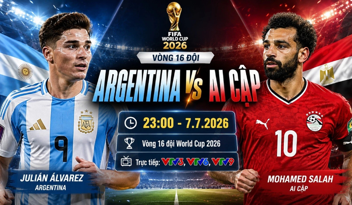 VTV trực tiếp b&oacute;ng đ&aacute; Argentina vs Ai Cập - Link xem trực tiếp World Cup 2026 h&ocirc;m nay 7/7 tr&ecirc;n VTV3