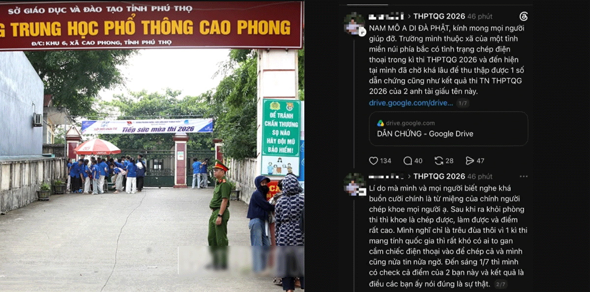 Vụ phản &aacute;nh cho học sinh &lsquo;ch&eacute;p b&agrave;i&rsquo; trong ph&ograve;ng thi ở Ph&uacute; Thọ: Sở GD-ĐT v&agrave; trưởng điểm thi l&ecirc;n tiếng