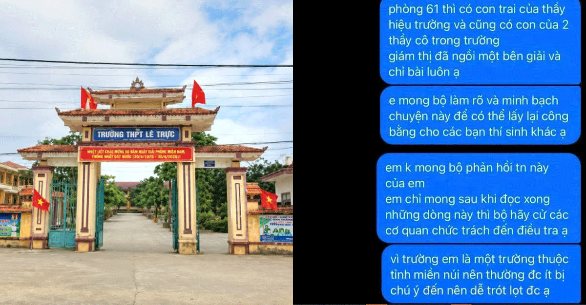 Phản &aacute;nh ti&ecirc;u cực tại điểm thi \'c&oacute; con hiệu trưởng v&agrave; thầy c&ocirc; trong trường\': Sở GĐ-ĐT Quảng Trị l&ecirc;n tiếng