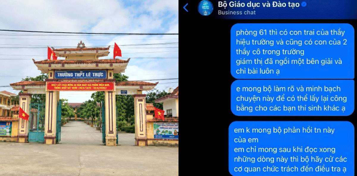 Hiệu trưởng ở Quảng Trị c&oacute; th&aacute;i độ kh&ocirc;ng ngờ trước phản ảnh gi&aacute;m thị chỉ b&agrave;i cho con m&igrave;nh trong ph&ograve;ng thi