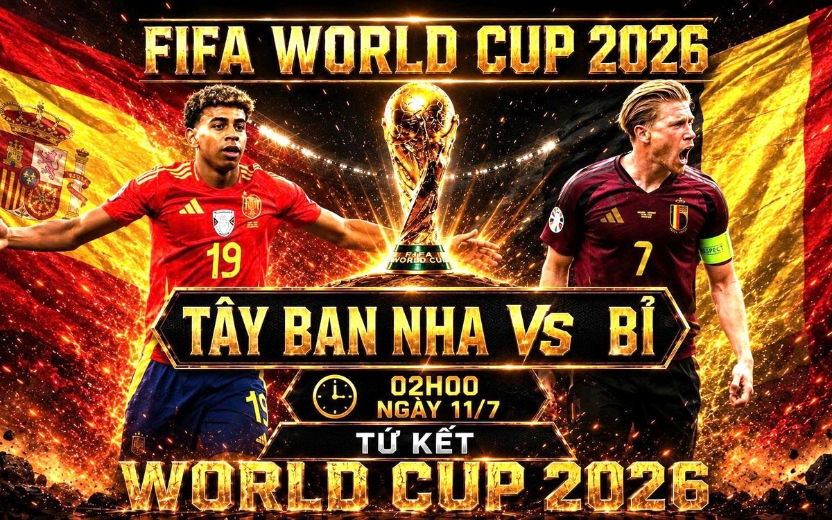 VTV trực tiếp b&oacute;ng đ&aacute; T&acirc;y Ban Nha vs Bỉ - Link xem trực tiếp World Cup 2026 h&ocirc;m nay 11/7 tr&ecirc;n VTV3