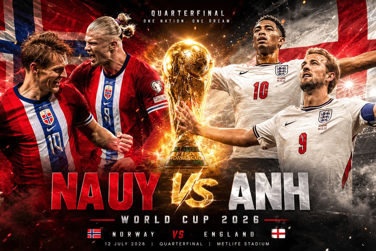 VTV trực tiếp b&oacute;ng đ&aacute; Na Uy vs Anh - Link xem trực tiếp World Cup 2026 h&ocirc;m nay 12/7 tr&ecirc;n VTV3
