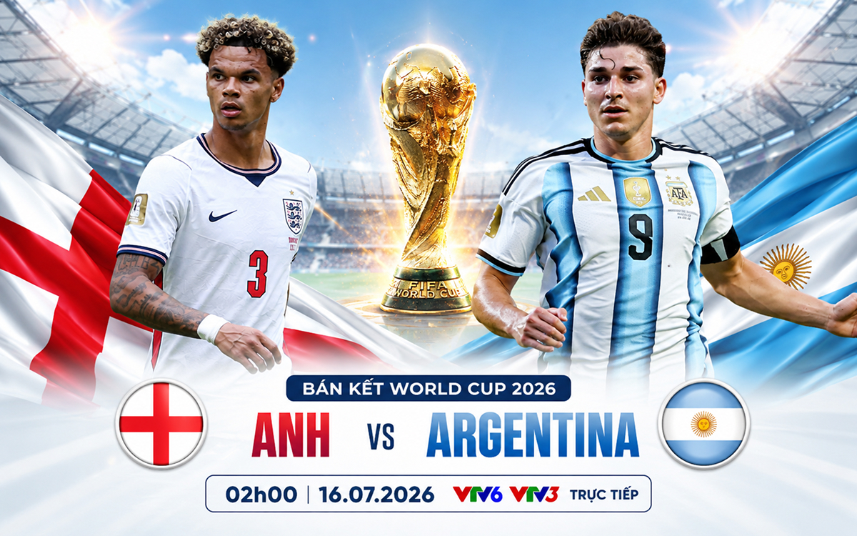 Trực tiếp b&oacute;ng đ&aacute; Anh vs Argentina, 2h ng&agrave;y 16/7 - Link xem trực tiếp World Cup 2026 tr&ecirc;n VTV6 HD