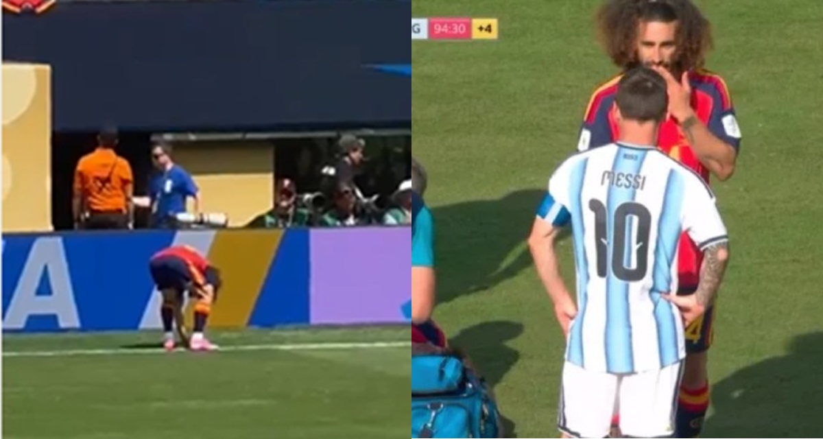 Cầu thủ bị Messi &lsquo;m&aacute;ch&rsquo; trọng t&agrave;i được ph&aacute;t hiện đ&atilde; b&iacute; mật ch&ocirc;n một thứ xuống SVĐ trước khi v&agrave;o trận