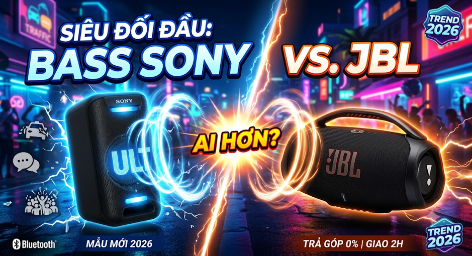 Loa Bluetooth Sony 2026 - Dải bass mới c&oacute; đủ sức \'đập tan\' tiếng ồn v&agrave; đ&egrave; bẹp loa JBL?